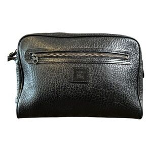 Burberry - Authentic leather clutch with Nova Check interior - black leather